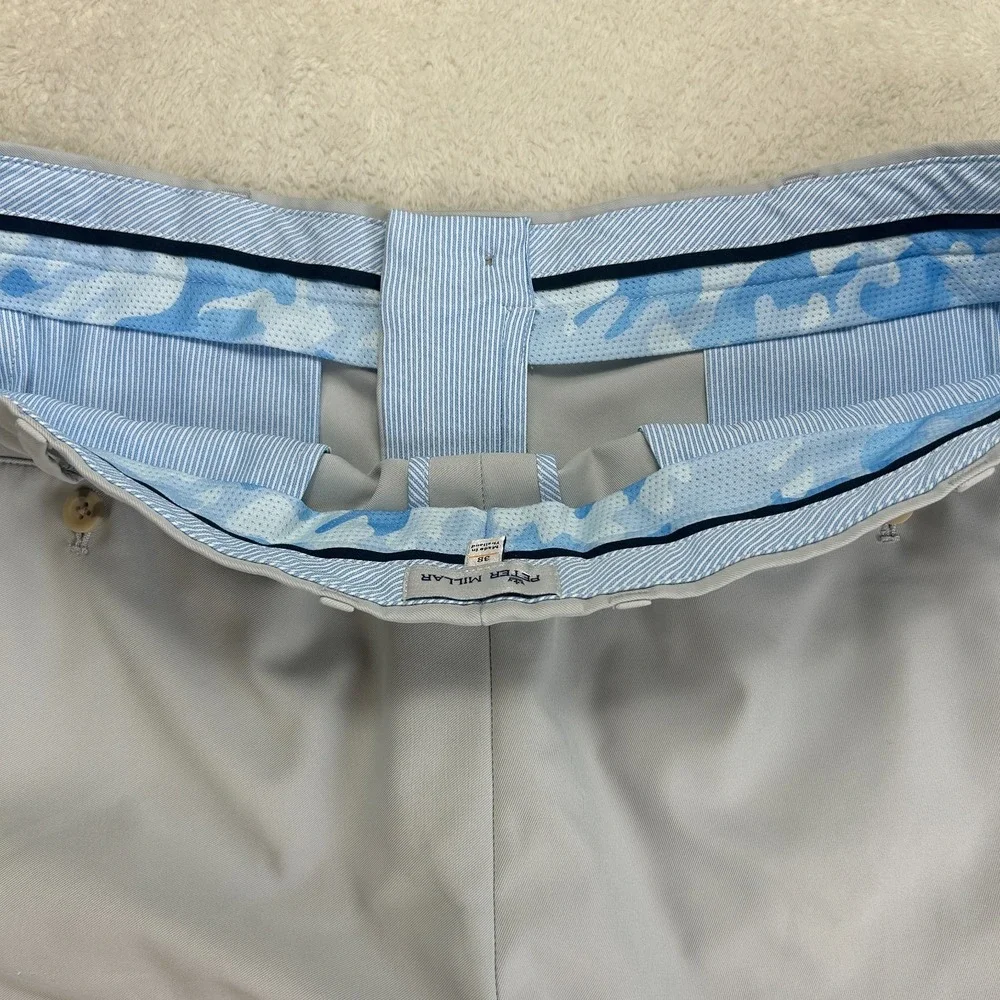 Peter Millar Chino Shorts Mens 38 Light Gray Flat Front Golf Performance Comfort